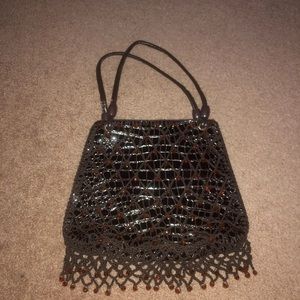Brown Sequin Handbag .